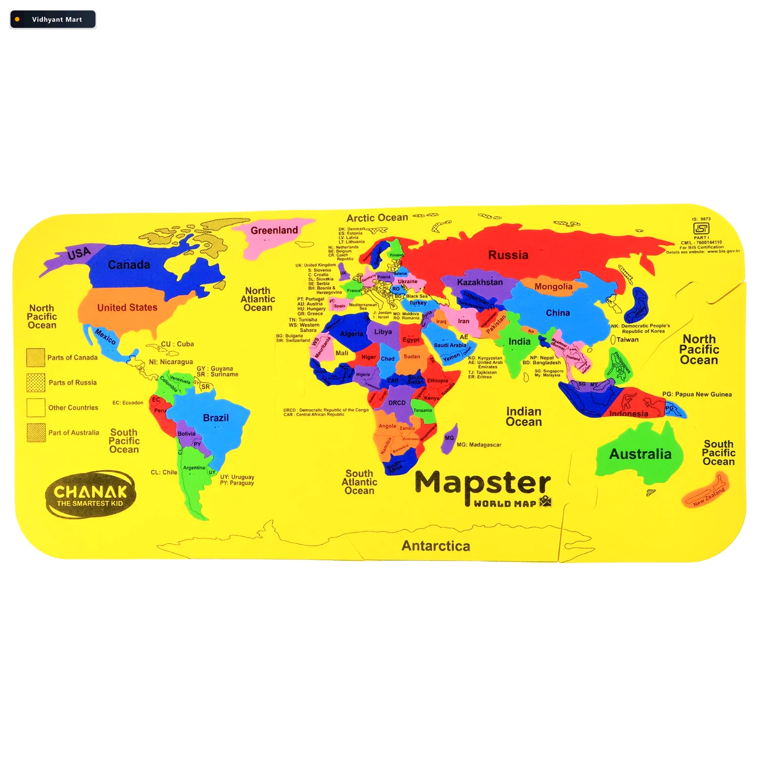 Vidhyant Mart World Map Puzzle Educational Eva Foam Toy For Kids 4