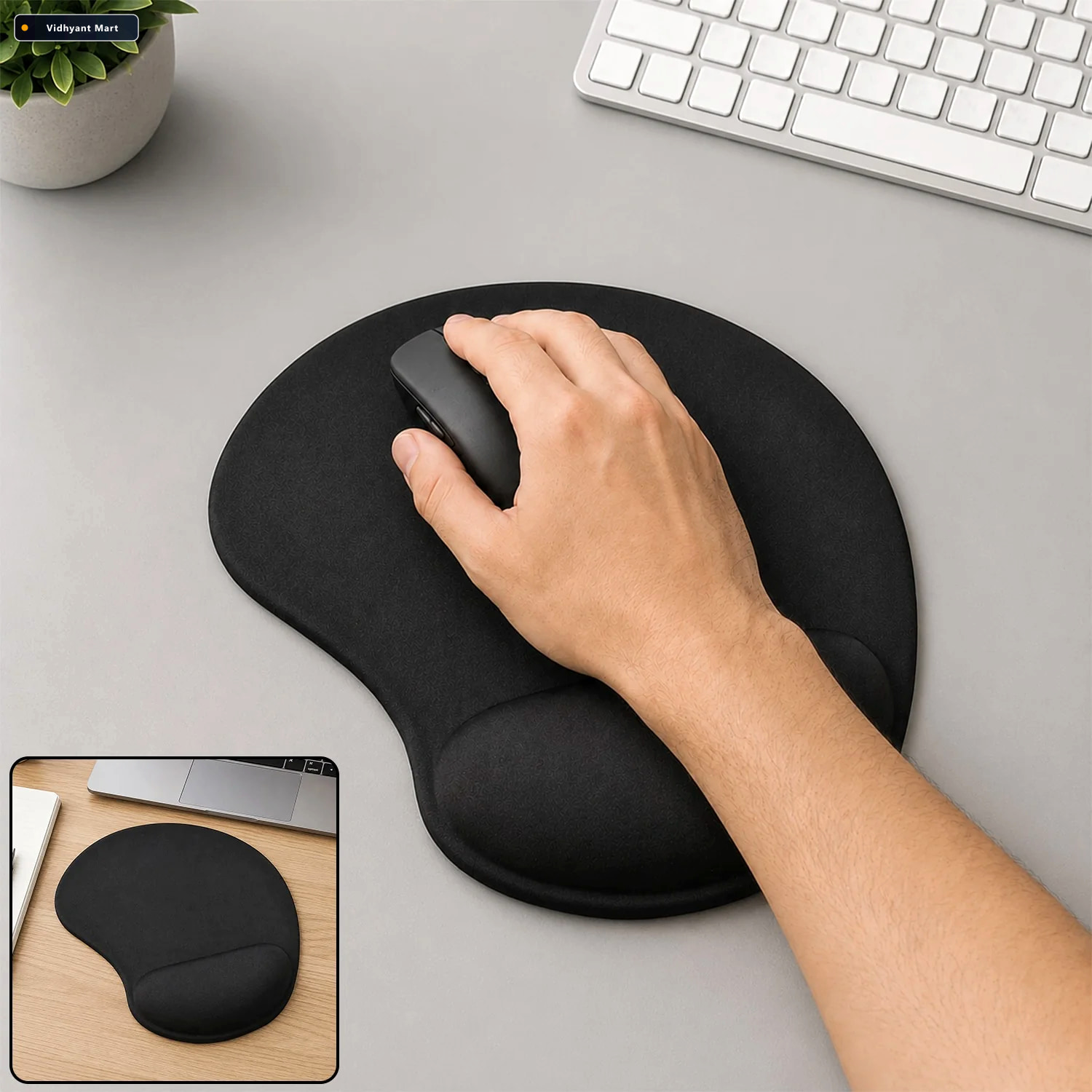 Vidhyant Mart Wrist Support Mouse Pad Ergonomic Comfort For Pc U 1